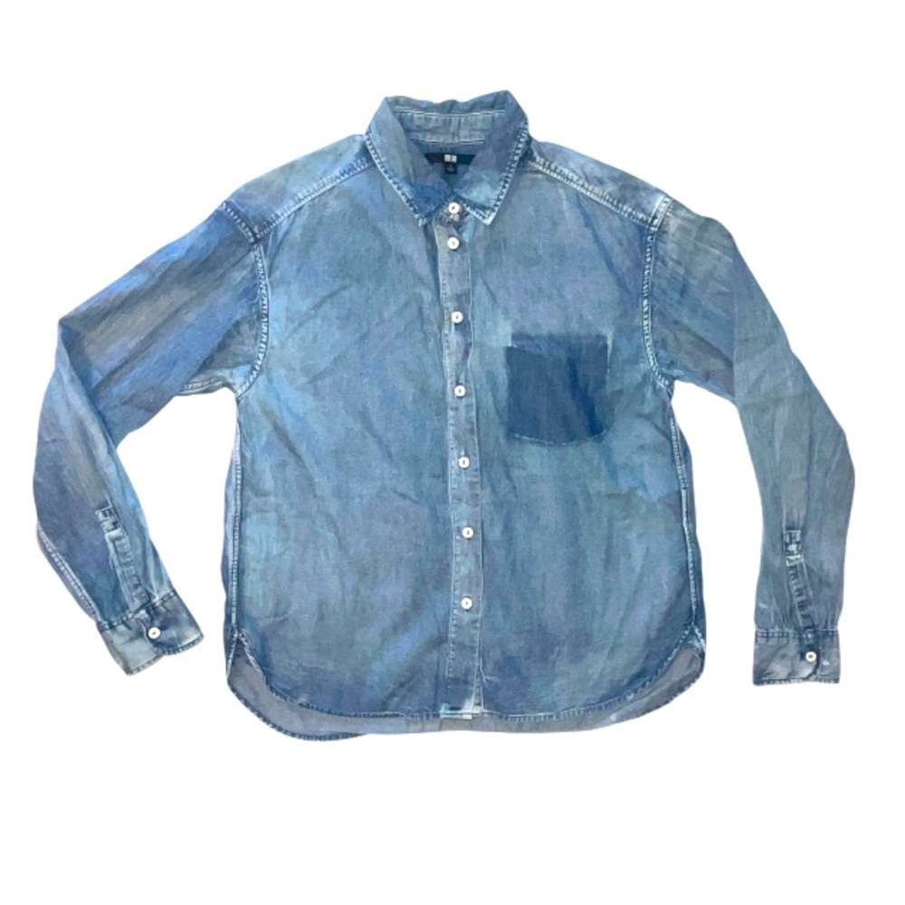 Uniqlo Denim Button Down Shirt Long Sleeve Size Small